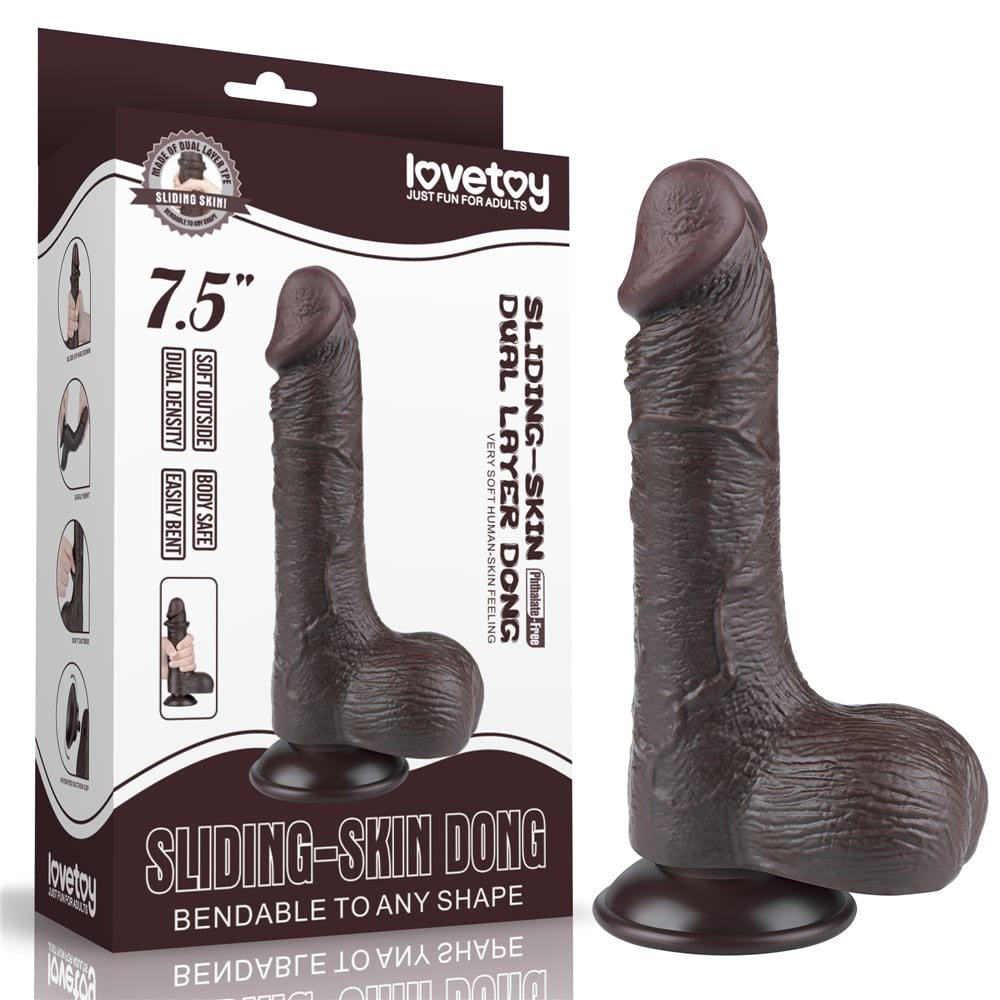 LOVETOY - 7.5'' SLIDING SKIN DUAL LAYER DONG BLACK III_B15O50_3