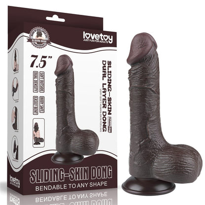 LOVETOY - 7.5'' SLIDING SKIN DUAL LAYER DONG BLACK III_B15O50_3