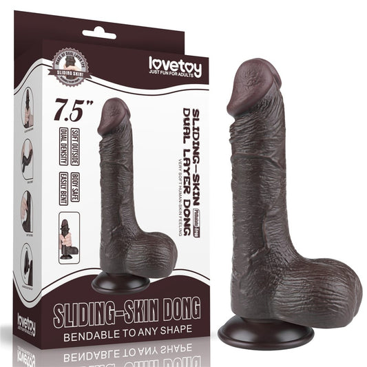 LOVETOY - 7.5'' SLIDING SKIN DUAL LAYER DONG BLACK III_B15O50_3