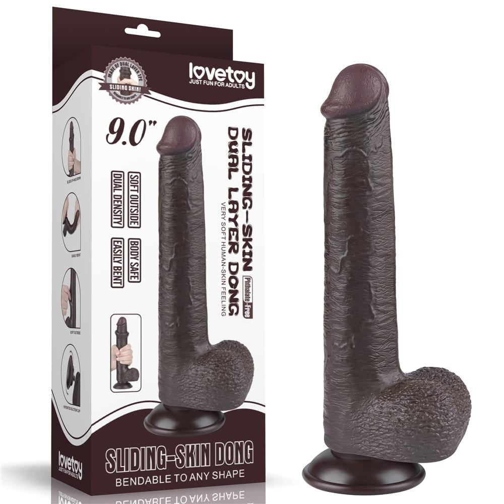 LOVETOY - 9'' SLIDING SKIN DUAL LAYER DONG BLACK_B15O50_3