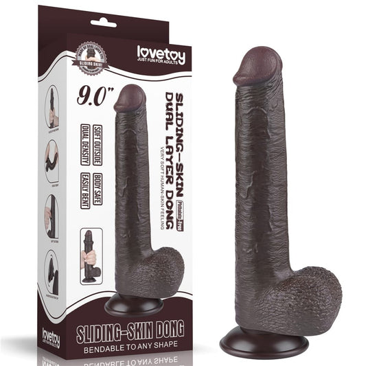 LOVETOY - 9'' SLIDING SKIN DUAL LAYER DONG BLACK_B15O50_3