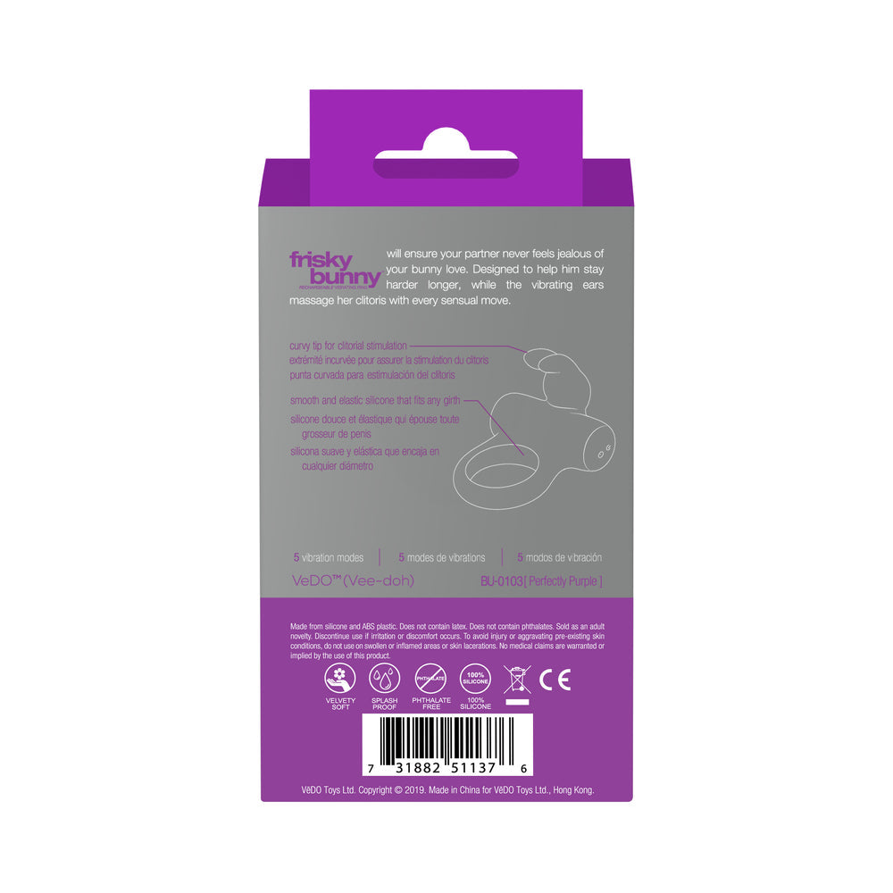 VEDO FRISKY BUNNY RECHARGEABLE VIBRATING RING - PERFECTLY PURPLE