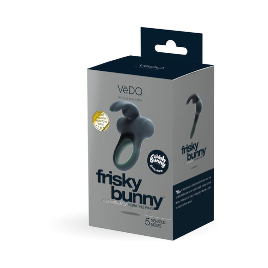 VEDO - FRISKY BUNNY RECHARGEABLE VIBRATING RING - BLACK PEARL