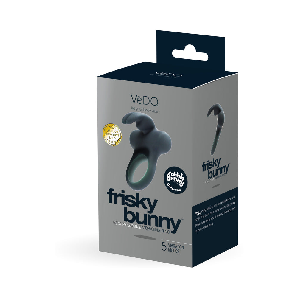 VEDO FRISKY BUNNY RECHARGEABLE VIBRATING RING - BLACK PEARL