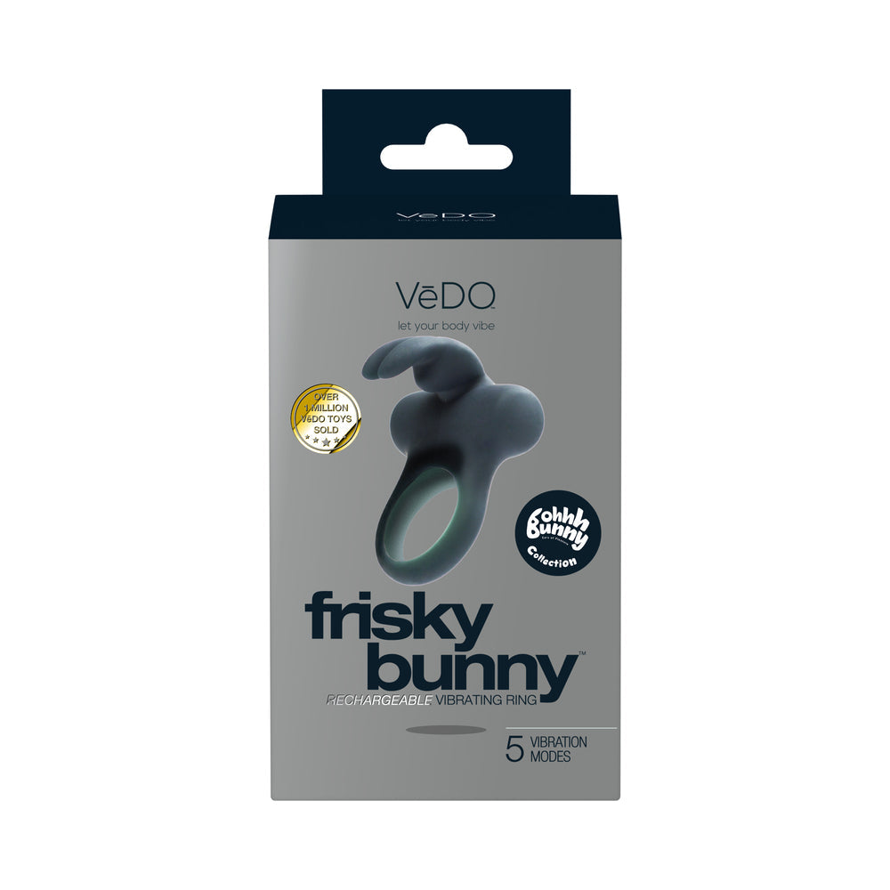 VEDO - FRISKY BUNNY RECHARGEABLE VIBRATING RING - BLACK PEARL
