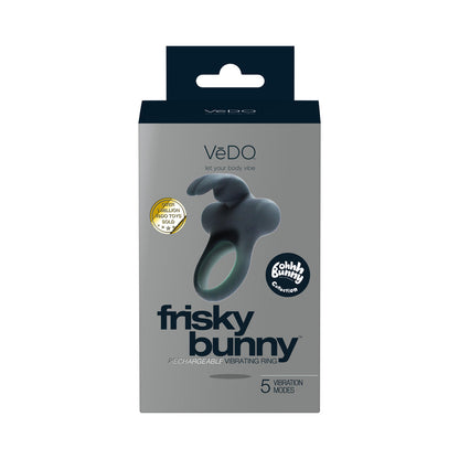 VEDO - FRISKY BUNNY RECHARGEABLE VIBRATING RING - BLACK PEARL