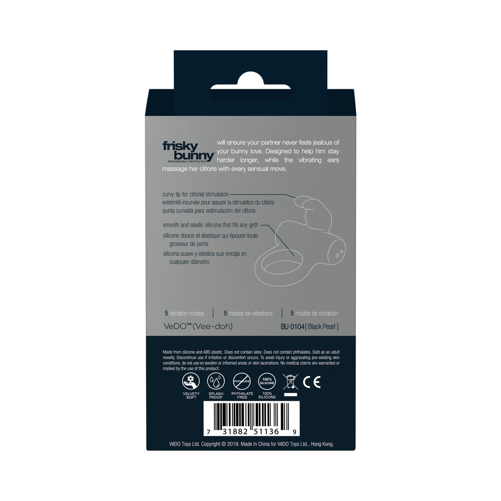 VEDO FRISKY BUNNY RECHARGEABLE VIBRATING RING - BLACK PEARL