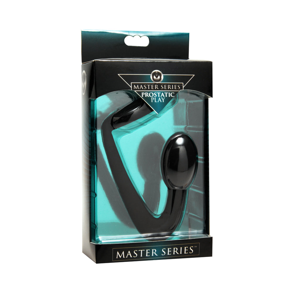 XR BRANDS - MASTER SERIES EXPLORER SILICONE COCK RING AND PROSTATE PLUG BLACK