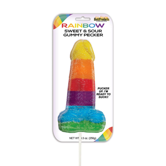 HOTT PRODUCTS - SWEET & SOUR JUMBO RAINBOW GUMMY COCK POP