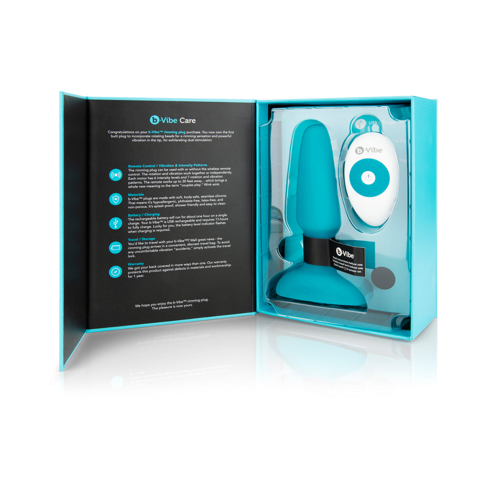 B-VIBE RIMMING 2 ROTATING AND VIBRATING REMOTE CONTROL PLUG TEAL