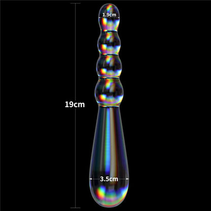LOVETOY - TWILIGHT GLEAM GLASS DILDO- RISING RIPPLES