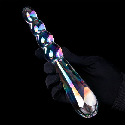 LOVETOY - TWILIGHT GLEAM GLASS DILDO- RISING RIPPLES