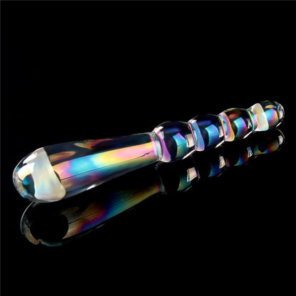 LOVETOY - TWILIGHT GLEAM GLASS DILDO- RISING RIPPLES