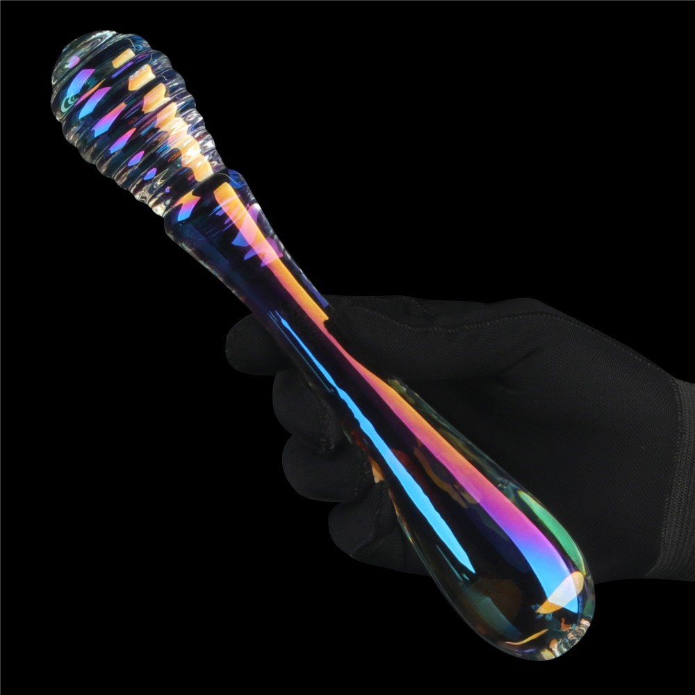 LOVETOY - TWILIGHT GLEAM GLASS DILDO- TWIN PLEASURES