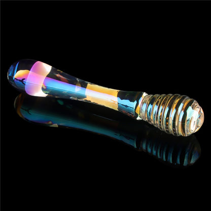 LOVETOY - TWILIGHT GLEAM GLASS DILDO- TWIN PLEASURES