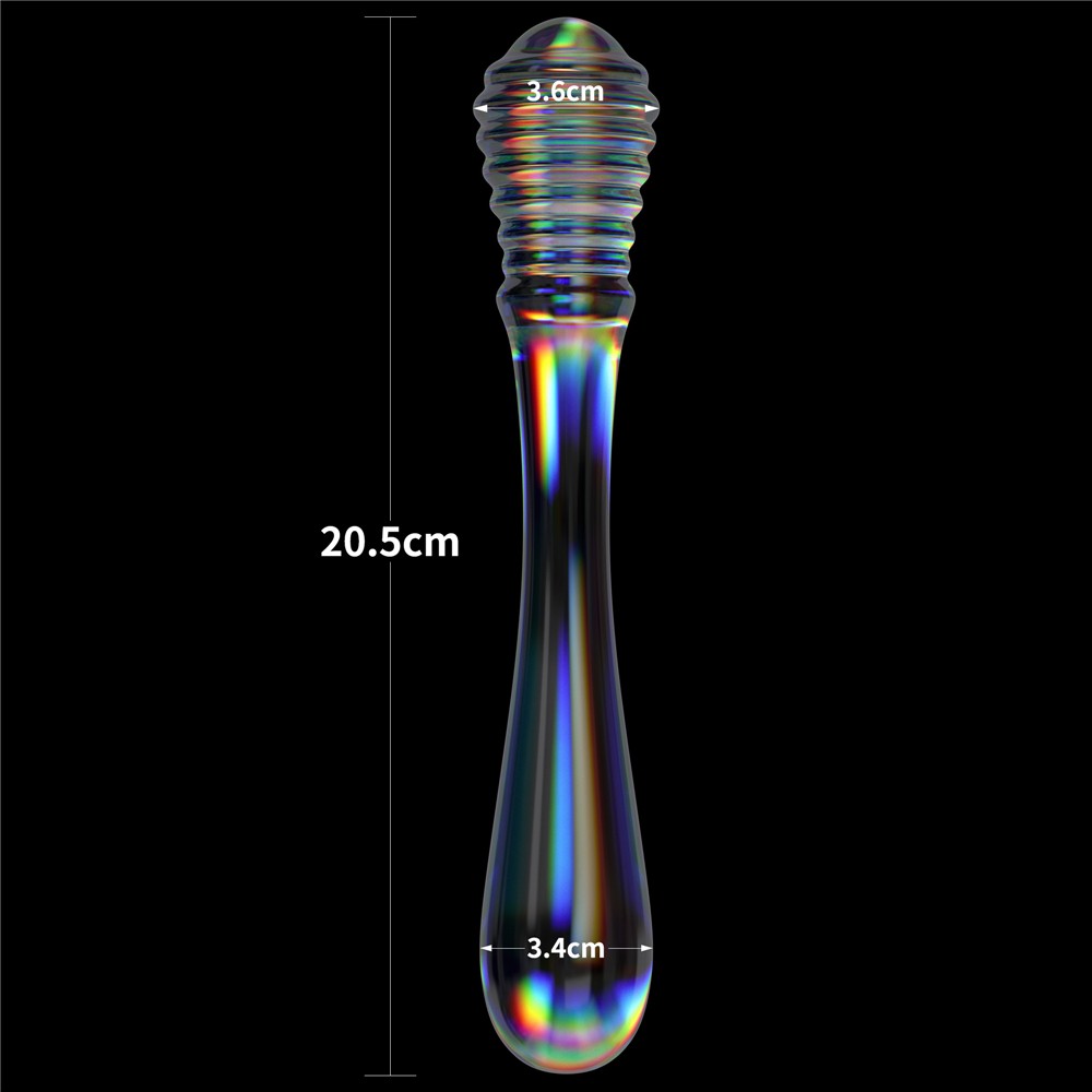 LOVETOY - TWILIGHT GLEAM GLASS DILDO- TWIN PLEASURES