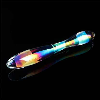 LOVETOY - TWILIGHT GLEAM GLASS DILDO- DOUBLE DELIGHT