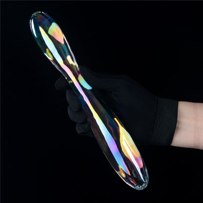 LOVETOY - TWILIGHT GLEAM GLASS DILDO- DOUBLE DELIGHT