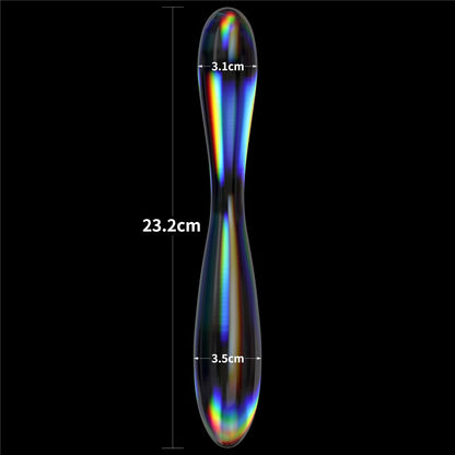 LOVETOY - TWILIGHT GLEAM GLASS DILDO- DOUBLE DELIGHT