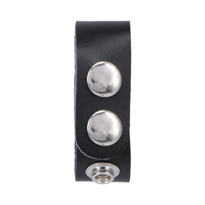 ROCK SOLID - ADJUSTABLE LEATHER 3 SNAP COCK RING (BLACK)