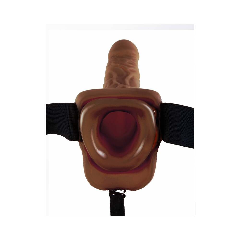 FETISH FANTASY SERIES - SERIES 9 HOLLOW STRAP-ON WITH BALLS 22.9CM BROWN
