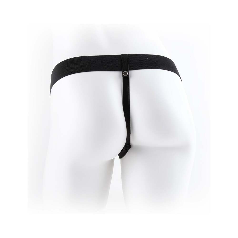 PIPEDREAM - FETISH FANTASY SERIES 7 IN. VIBRATING HOLLOW STRAP-ON WITH BALLS BEIGE/BLACK