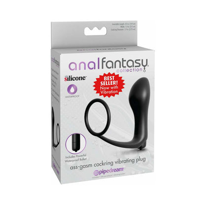PIPEDREAM - ANAL FANTASY COLLECTION SILICONE ASS-GASM VIBRATING COCKRING & PLUG BLACK