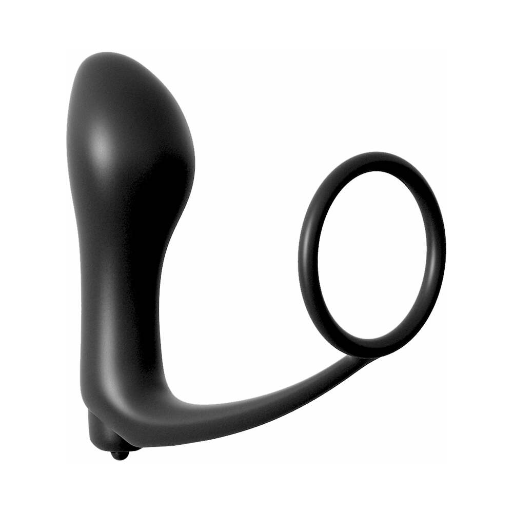 PIPEDREAM - ANAL FANTASY COLLECTION SILICONE ASS-GASM VIBRATING COCKRING & PLUG BLACK
