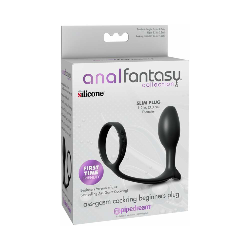 PIPEDREAM - ANAL FANTASY COLLECTION SILICONE ASS-GASM COCK RING BEGINNER''S PLUG BLACK