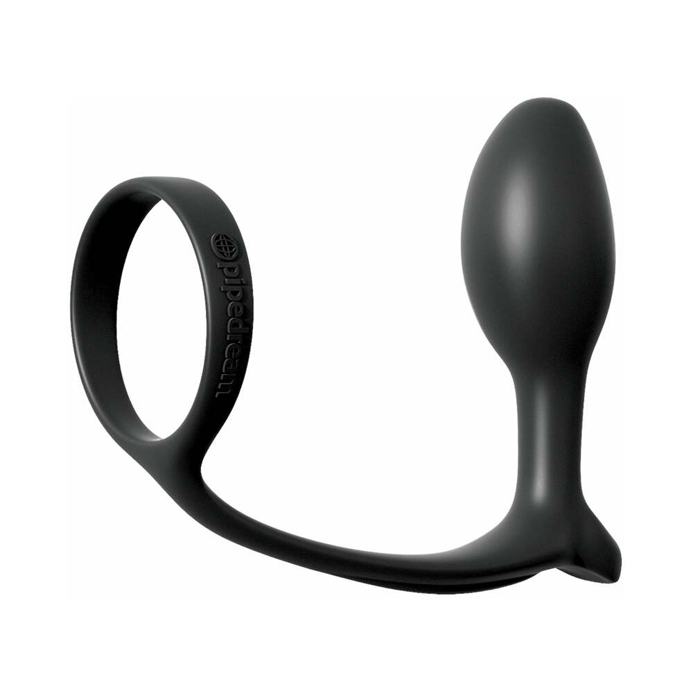 ANAL FANTASY COLLECTION SILICONE ASS-GASM COCK RING BEGINNER''S PLUG BLACK
