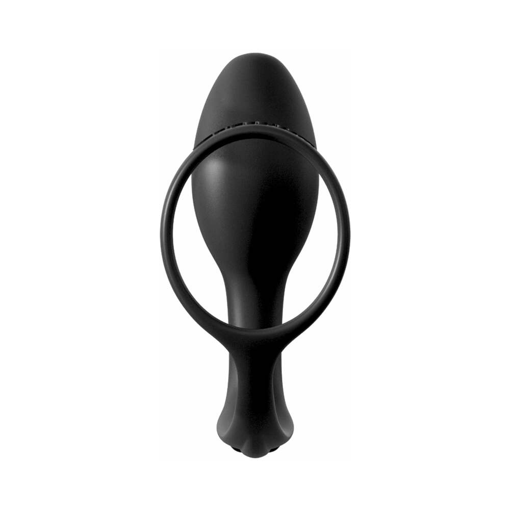 ANAL FANTASY COLLECTION SILICONE ASS-GASM COCK RING BEGINNER''S PLUG BLACK