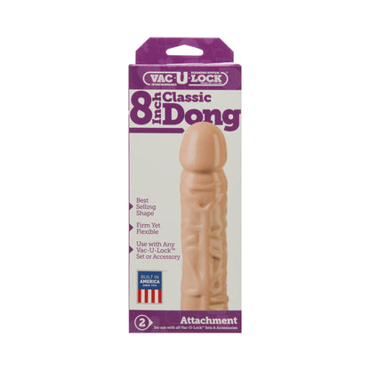 DOC JOHNSON - VAC-U-LOCK - 8 INCH CLASSIC DONG WHITE