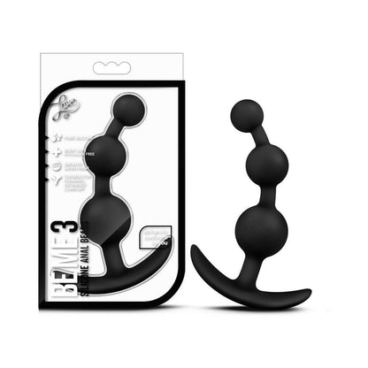 LUXE BE ME 3 SILICONE ANAL BEADS PLUG BLACK