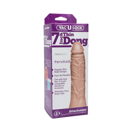 DOC JOHNSON - VAC-U-LOCK - 7 INCH THIN DONG - THE NATURALS WHITE