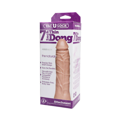 DOC JOHNSON - VAC-U-LOCK - 7 INCH THIN DONG - THE NATURALS WHITE