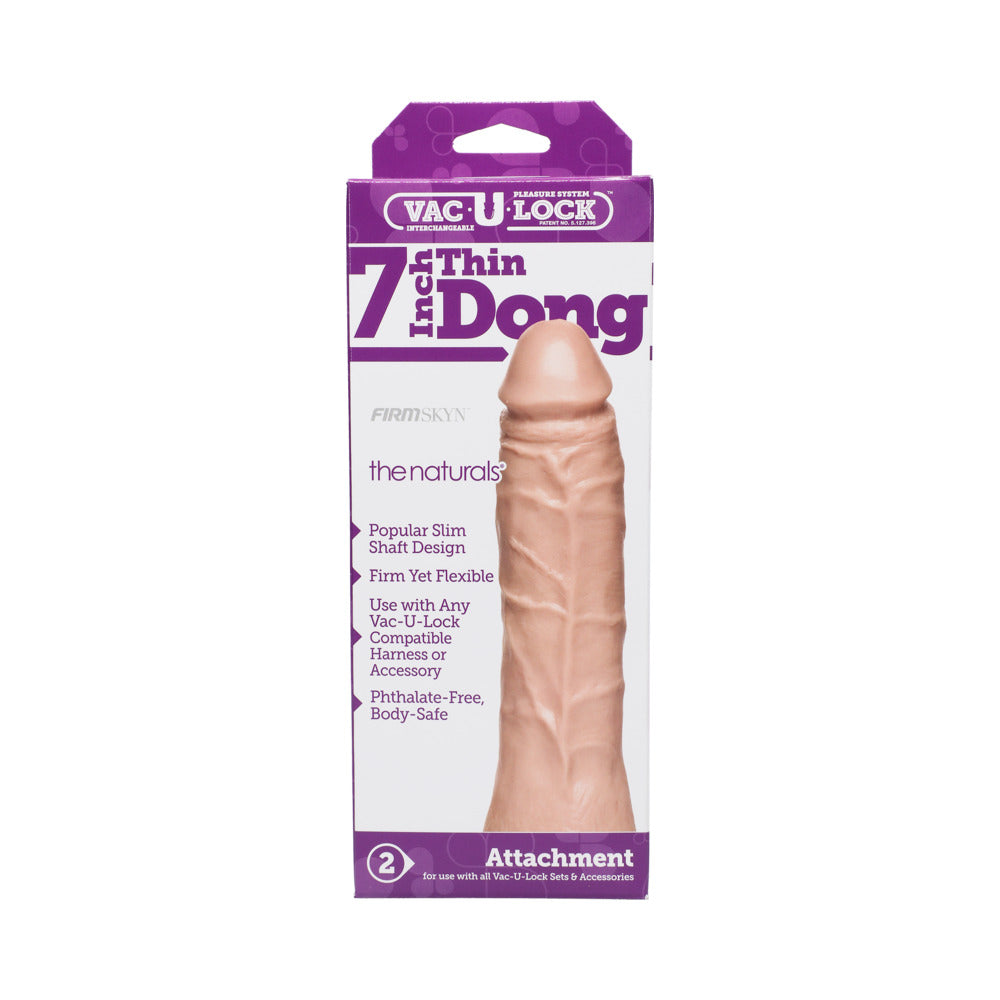 DOC JOHNSON - VAC-U-LOCK - 7 INCH THIN DONG - THE NATURALS WHITE