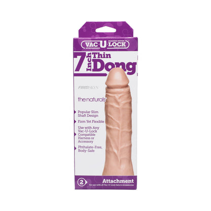 DOC JOHNSON - VAC-U-LOCK - 7 INCH THIN DONG - THE NATURALS WHITE