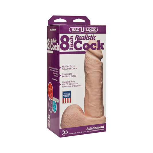 VAC-U-LOCK - 8 INCH REALISTIC COCK WHITE