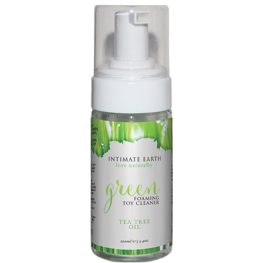 INTIMATE EARTH GREEN FOAMING TOY CLEANER WITH TEA TREE OIL 3.4 OZ.