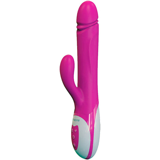 NALONE WAVE RECHARGEABLE SILICONE ROTATING DUAL STIMULATION VIBRATOR PINK