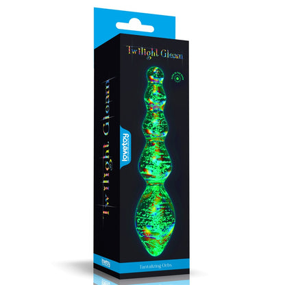 LOVETOY - GLOW-IN-THE-DARK TWILIGHT GLEAM GLASS DILDO-TANTALIZING ORBS