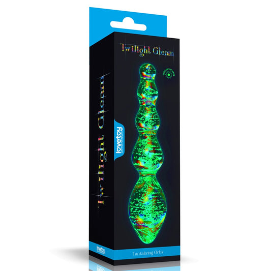 LOVETOY - GLOW-IN-THE-DARK TWILIGHT GLEAM GLASS DILDO-TANTALIZING ORBS