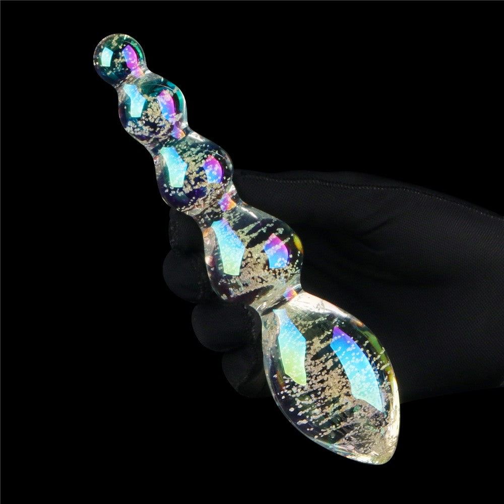LOVETOY - GLOW-IN-THE-DARK TWILIGHT GLEAM GLASS DILDO-TANTALIZING ORBS