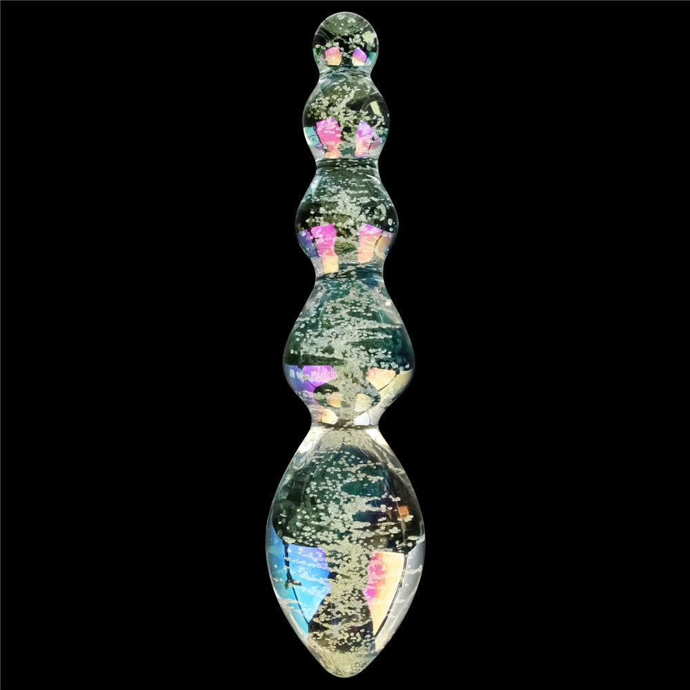 LOVETOY - GLOW-IN-THE-DARK TWILIGHT GLEAM GLASS DILDO-TANTALIZING ORBS