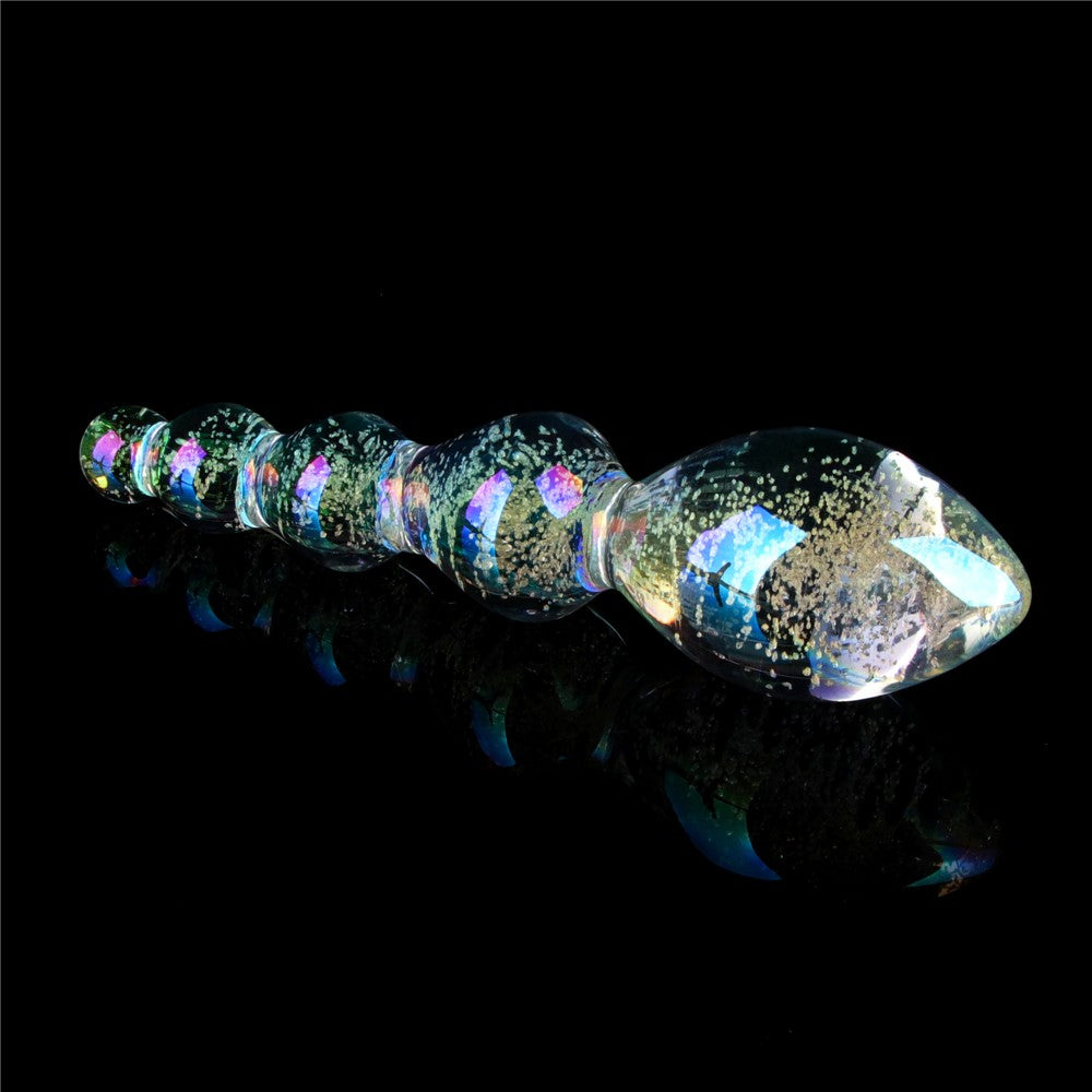 LOVETOY - GLOW-IN-THE-DARK TWILIGHT GLEAM GLASS DILDO-TANTALIZING ORBS