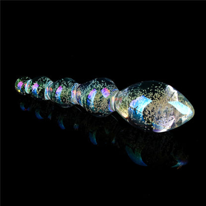 LOVETOY - GLOW-IN-THE-DARK TWILIGHT GLEAM GLASS DILDO-TANTALIZING ORBS