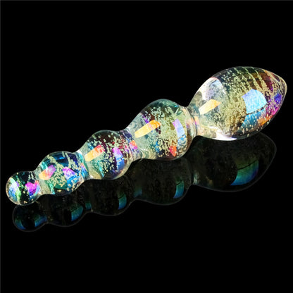 LOVETOY - GLOW-IN-THE-DARK TWILIGHT GLEAM GLASS DILDO-TANTALIZING ORBS