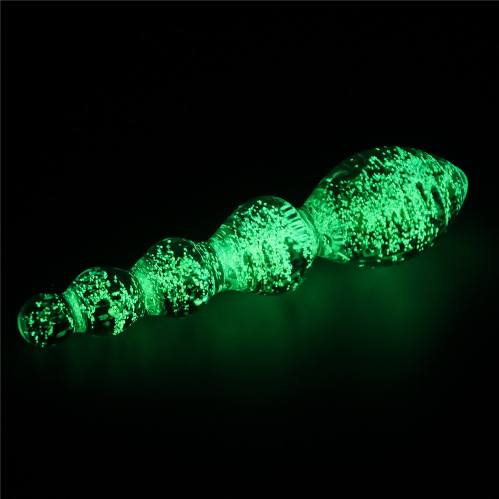 LOVETOY - GLOW-IN-THE-DARK TWILIGHT GLEAM GLASS DILDO-TANTALIZING ORBS