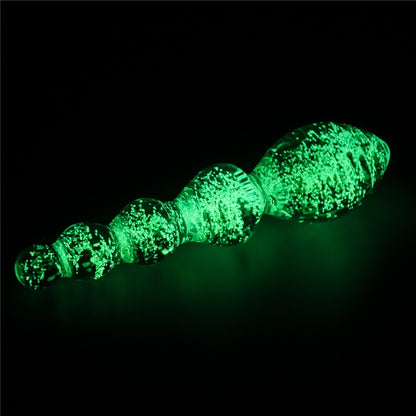 LOVETOY - GLOW-IN-THE-DARK TWILIGHT GLEAM GLASS DILDO-TANTALIZING ORBS
