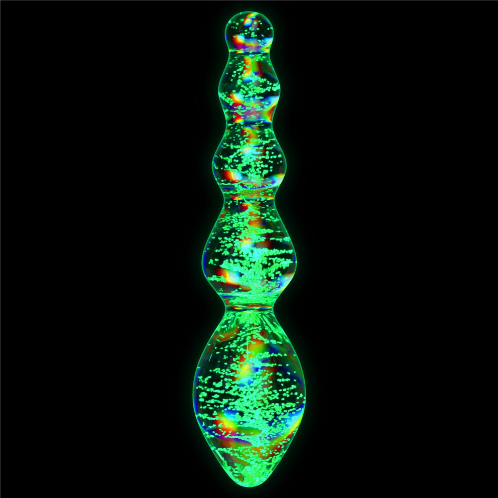 LOVETOY - GLOW-IN-THE-DARK TWILIGHT GLEAM GLASS DILDO-TANTALIZING ORBS